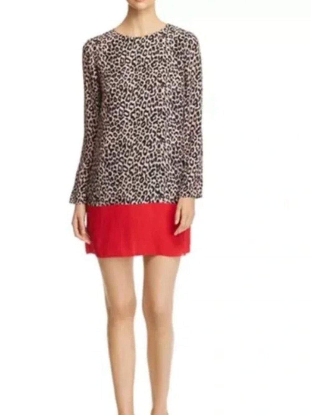 Paule Ka	Cheetah Print and Red Long Sleeve Mini Dress - Size EU 42 / US 10